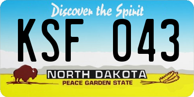 ND license plate KSF043