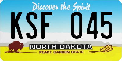 ND license plate KSF045