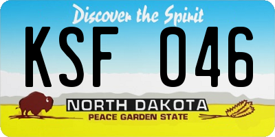 ND license plate KSF046