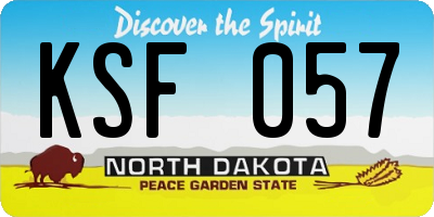 ND license plate KSF057