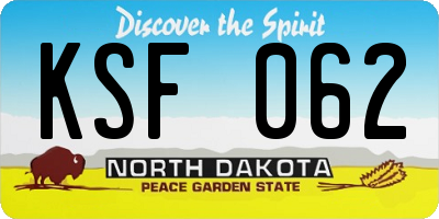 ND license plate KSF062