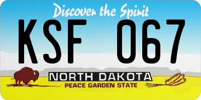 ND license plate KSF067