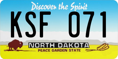 ND license plate KSF071