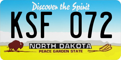 ND license plate KSF072