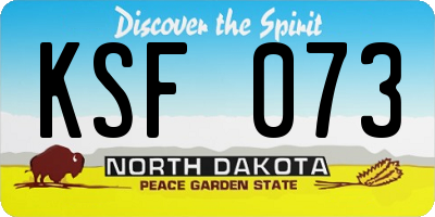 ND license plate KSF073