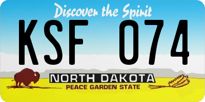 ND license plate KSF074