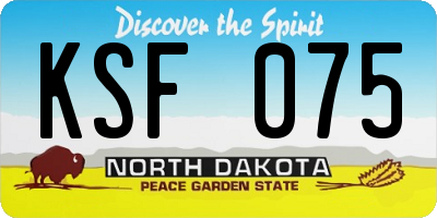 ND license plate KSF075