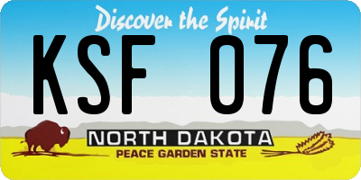 ND license plate KSF076