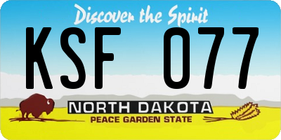 ND license plate KSF077
