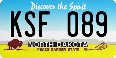 ND license plate KSF089