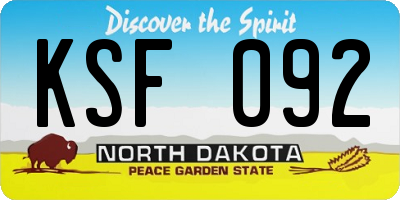 ND license plate KSF092