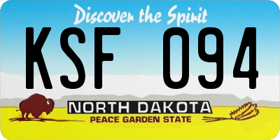 ND license plate KSF094
