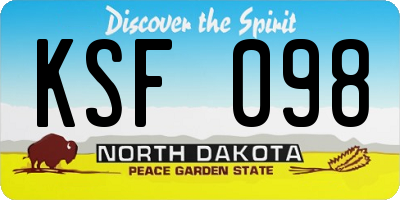 ND license plate KSF098