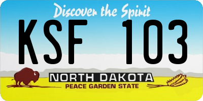 ND license plate KSF103