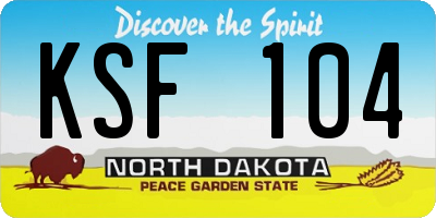 ND license plate KSF104