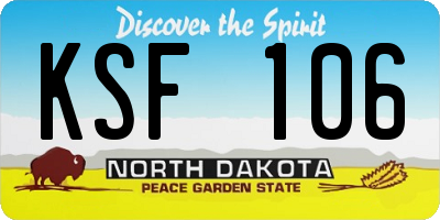 ND license plate KSF106