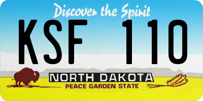 ND license plate KSF110