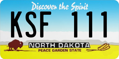 ND license plate KSF111