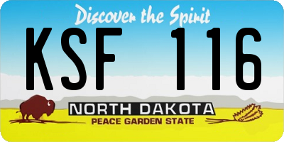ND license plate KSF116