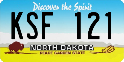 ND license plate KSF121