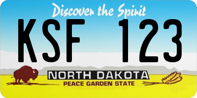 ND license plate KSF123