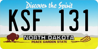 ND license plate KSF131