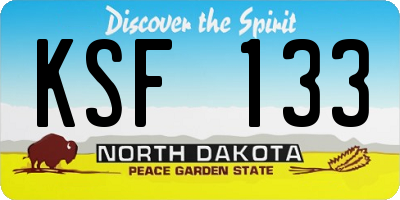 ND license plate KSF133
