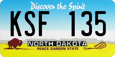 ND license plate KSF135