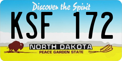 ND license plate KSF172