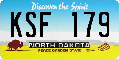 ND license plate KSF179