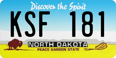 ND license plate KSF181