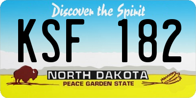ND license plate KSF182