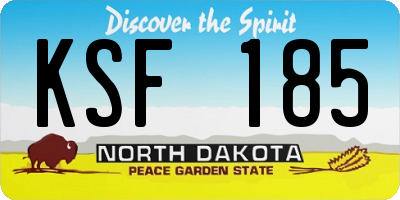 ND license plate KSF185