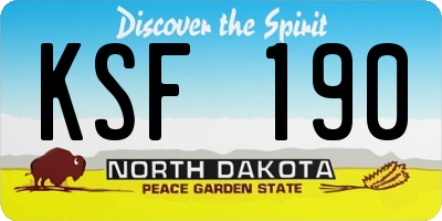 ND license plate KSF190