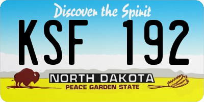 ND license plate KSF192