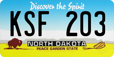 ND license plate KSF203