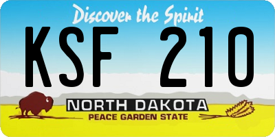 ND license plate KSF210