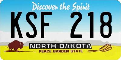 ND license plate KSF218