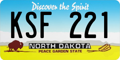 ND license plate KSF221