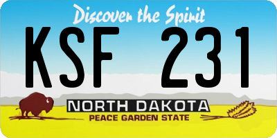ND license plate KSF231