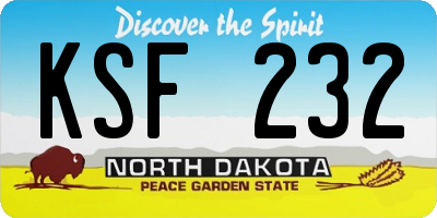 ND license plate KSF232