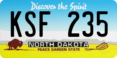 ND license plate KSF235