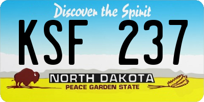 ND license plate KSF237