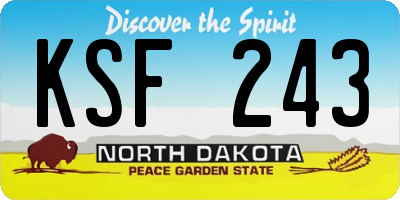 ND license plate KSF243