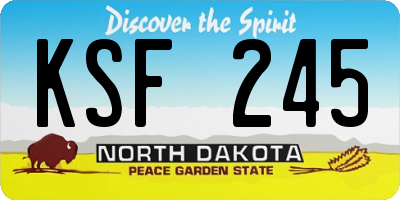 ND license plate KSF245