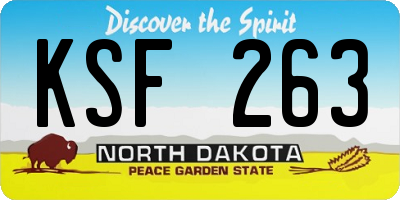 ND license plate KSF263