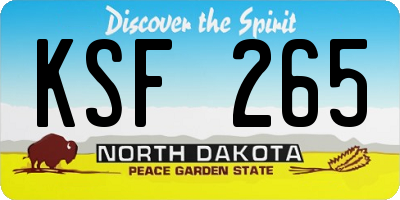 ND license plate KSF265