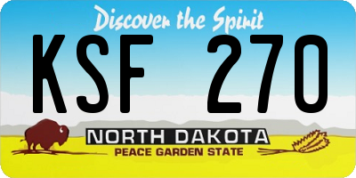 ND license plate KSF270