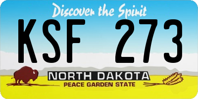 ND license plate KSF273