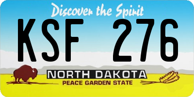 ND license plate KSF276